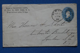 E12 ETATS UNIS BELLE LETTRE PRIVE   1890 NEW YORK  POUR LONDON U.K++++AFFRANCH. PLAISANT - - Cartas & Documentos