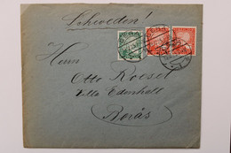 1925 Gera Borås Schweden Sweden Reich Allemagne Germany Suède Cover Courrier à L'intérieur Mi 372 373 - Briefe U. Dokumente