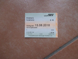 Germany GERMANIA Einzelkarte HVV Biglietto Metropolitana Underground USATO - Europa