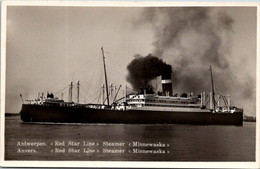 RED STAR LINE Antwerpen: Old Postcard SS Minnewaska On The Schelde - Paquebots