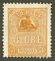SWEDEN SVERIGE SUEDE FALKENBERG 1863 Yt: SE 12 MH* - 3 Öre, Lying Lion, Mint-hinged - Ongebruikt