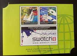 17860 - Feuillet Singapore World Stamp Championship 2004 Swatch ** Neuf MNH - Clocks
