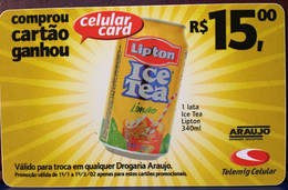 Phone Card Manufactured By Telemig Celular 2004 - 15 Reais De Credito, Promotion That Gave The Right To A Can Of Juice - Operatori Telecom