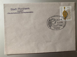 17866 - Cachet 225 Jahre Schmuck + Uhren Pforzheim 10.09.1992 Sur Enveloppe - Horlogerie