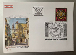 17870 - 600 Geburstag Johannes Von Gmunden Gmunden 18.10.1984 FDC - Horlogerie