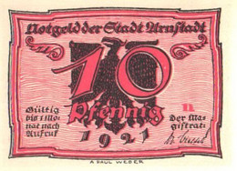 Germany Notgeld:Stadt Urustadt 10 Pfennig, 1921 - Collections