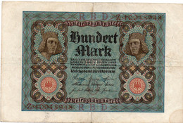 GERMANY- 100 MARK 1920  -   Wor:P-69b, Ros:R-67b Xf - 100 Mark