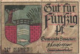 Germany Notgeld:Gemeinde Broacker 50 Pfennig, 1918 - Sammlungen
