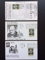 UNITED STATES USA 1969 SET OF 3 MAXIMUM CARDS CHURCHILL MEMORIAL & LIBRARY FULTON VERENIGDE STATEN AMERIKA AMERICA - Maximum Cards