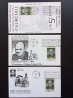 UNITED STATES USA 1969 SET OF 3 MAXIMUM CARDS CHURCHILL MEMORIAL & LIBRARY FULTON VERENIGDE STATEN AMERIKA AMERICA - Cartoline Maximum