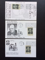 UNITED STATES USA 1969 SET OF 3 MAXIMUM CARDS CHURCHILL MEMORIAL & LIBRARY FULTON VERENIGDE STATEN AMERIKA AMERICA - Cartas Máxima