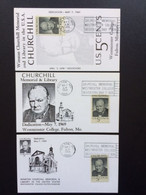 UNITED STATES USA 1969 SET OF 3 MAXIMUM CARDS CHURCHILL MEMORIAL & LIBRARY FULTON VERENIGDE STATEN AMERIKA AMERICA - Cartas Máxima