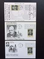 UNITED STATES USA 1969 SET OF 3 MAXIMUM CARDS CHURCHILL MEMORIAL & LIBRARY FULTON VERENIGDE STATEN AMERIKA AMERICA - Cartoline Maximum