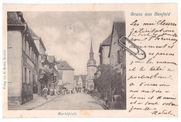 CPA Animée Gruss Aus Benfeld - Place Du Marché - Marktplatz (04) - Benfeld