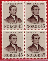 NORWAY 1959 Cenatenary Of Temperance League Block Of 4 MNH / **.  Michel 433 - Nuovi