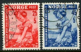 NORWAY 1950 Campaign Against Infantile Paralysis Used.  Michel 351-52 - Oblitérés
