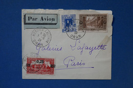 F1 ALGERIE BELLE LETTRE  1939 ORAN  POUR PARIS FRANCE+++SURCHARGE++AFFRANCH. PLAISANT - - Cartas & Documentos
