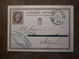 1875 ITALY MILANO STATION STATIONERY To BOLOGNA - Postwaardestukken