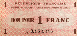 France 1 Franc, Prisoner Of War Money (1945) - About Uncirculated - RARE - Other & Unclassified