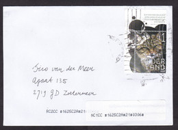 Netherlands: Cover, 2022, 1 Stamp + Tab, Wild Cat, Animal, Sorting Label (traces Of Use) - Briefe U. Dokumente