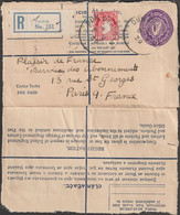 Irlande 1939 Michel EU4aA, Entier Postal Enveloppe Recommandée. 5 P Fee Paid 14 Mm, 134x83. Dundalk à Paris - Postwaardestukken