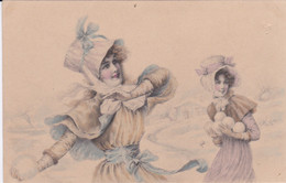 Illustrateur M. M. Vienne  Femmes Beaux Chapeaux Bataille Boule De Neige - 1900-1949