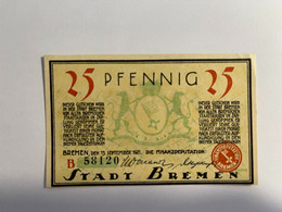 Allemagne Notgeld Bremen 25 Pfennig - Colecciones