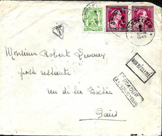 Belgique.  L.  TP 691 (x 2) + 712  Gosselies > Paris Poste Restante 9/1/46  Non Réclamé, Retour - 1936-1957 Open Kraag