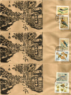 CHINE. Trois Belles Lettres De Chine ,  Illustrées Village Ancien Typique De Chine - Cartas & Documentos