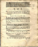 1791 RÉVOLUTION COMMERCE AVEC L'ETRANGER ORGANISATION De La DOUANE ET DES TARIFS DOUANIERS VOIR SCANS+HISTORIQUE - Documents Historiques
