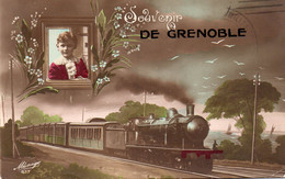 Souvenir De Grenoble (locomotive , Jeune Garçon En Médaillon) - Grenoble