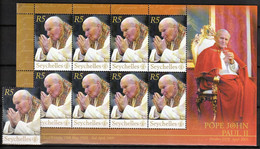 2005 Seychelles Death Of Pope John Paul II Stamp And Sheetlet (** / MNH / UMM) - Päpste