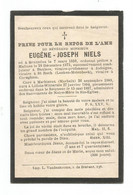 Faire Part De Décès Prêtre Eugène Niels Bruxelles Baulers Jodoigne Curegem Marbisaux Lillois-Witterzée 1850-1897 - Devotion Images