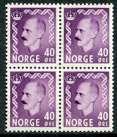 NORWAY 1955 Definitive: King Haakon VII 40 Øre Block Of 4  MNH / **.  Michel 398 - Neufs