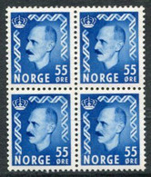 NORWAY 1952 Definitive: King Haakon VII 55 Øre Block Of 4  MNH / **.  Michel 366 - Unused Stamps