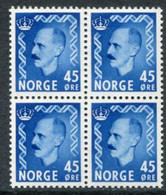 NORWAY 1951 Definitive: King Haakon VII 45 Øre Block Of 4  MNH / **.  Michel 363 - Ungebraucht