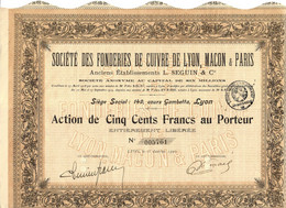 GRANDES ENTREPRISES GRANDS PATRONS INDUSTRIE 1920 FONDERIES "DE CUIVRE LYON MACON & PARIS  Lyon 1920 - Industrie