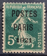 FRANCE 1920 - MLH - YT 26 - Préoblitéré 5c - 1893-1947