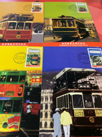 Hong Kong Stamp Cards Special Chops Tram Locomotive Rail - Briefe U. Dokumente