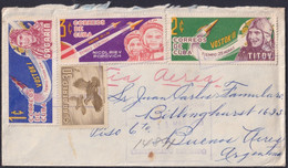 1963-H-21 CUBA 1963 1-3-9c SPACE COSMOS REGISTERED COVER ESTACION UNIVERSIDAD HABANA TO ARGENTINA. - Briefe U. Dokumente