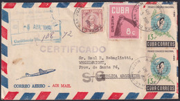 1962-H-74 CUBA 1962 13c FMC REGISTERED COVER TO ARGENTINA S/G POSTMARK. - Covers & Documents