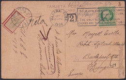 1917-H-395 CUBA 1917 FORWARDED POSTCARD 1936 TO HUNGARY CHURCH OF HOLLY HEART - Brieven En Documenten