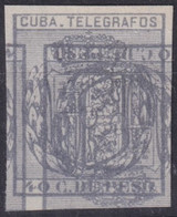 1882-5 CUBA ANTILLAS SPAIN TELEGRAPH TELEGRAFOS 1882 40c IMPERF PROOF MACULATURA. - Préphilatélie