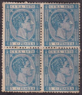 1878-183 CUBA ANTILLAS SPAIN ESPAÑA ALFONSO XII 1878 5c BLOCK 4 WITHOUT GUM. - Voorfilatelie