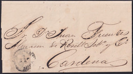 1873-H-19 CUBA SPAIN ESPAÑA ANTILLES 1873 AMADEO I 25c COVER HABANA TO CARDENAS. - Prefilatelia