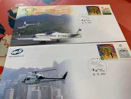 Hong Kong FDC Covers Helicopter - Cartas & Documentos