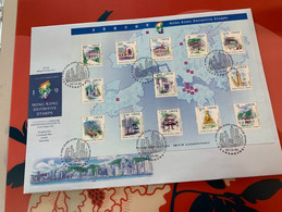 Hong Kong Stamp Def Train Buddha Horse Race Ferry Temple FDC Cover - Cartas & Documentos