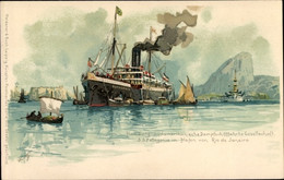 Artiste Lithographie Bohrdt, Hans, HSDG Dampfer SS Patagonia Im Hafen Von Rio De Janeiro - Sin Clasificación