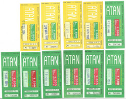 Lotto N. 11 Biglietti Orari ATAN Anni 1993-1995 Diversi Per Serie (65) Come Da Foto 1500 Lire Verde E Giallo - Europa