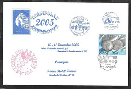 TURINPOLAR 2005- ANNULLO SPECIALE SAN MARINO SU BUSTA COMMEMORATIVA PER CONVEGNO NAZIONALE FILATELICO POLARE - Événements & Commémorations